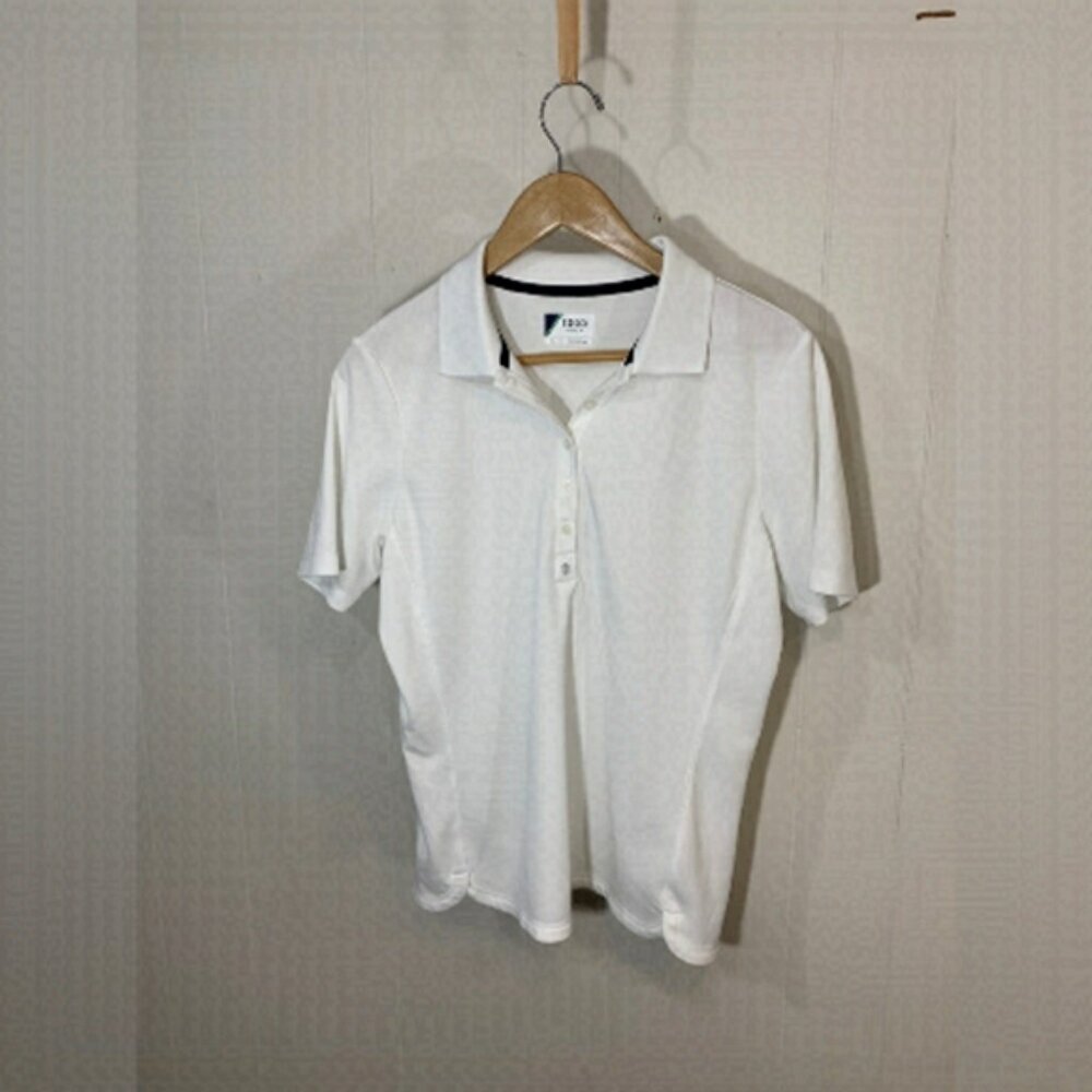 Izod Golf Polo Shirt White Short Sleeved Size Large